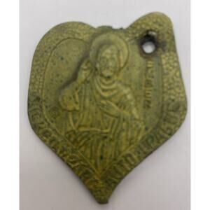 VINTAGE CATHOLIC SACRED HEART AUTO LEAGUE MEMBER BRONZE TONE DASH PLAQUE (LD)